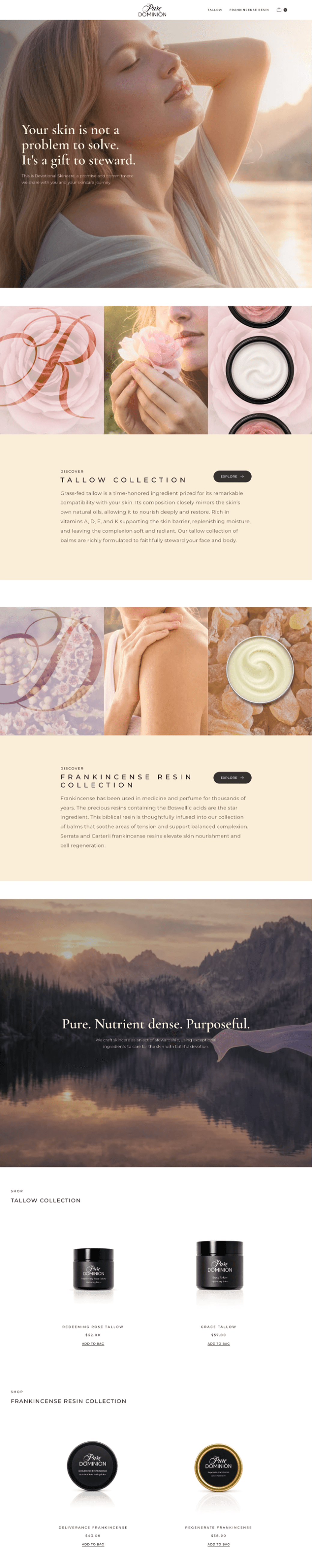 Pure Dominion Shop Collection Page