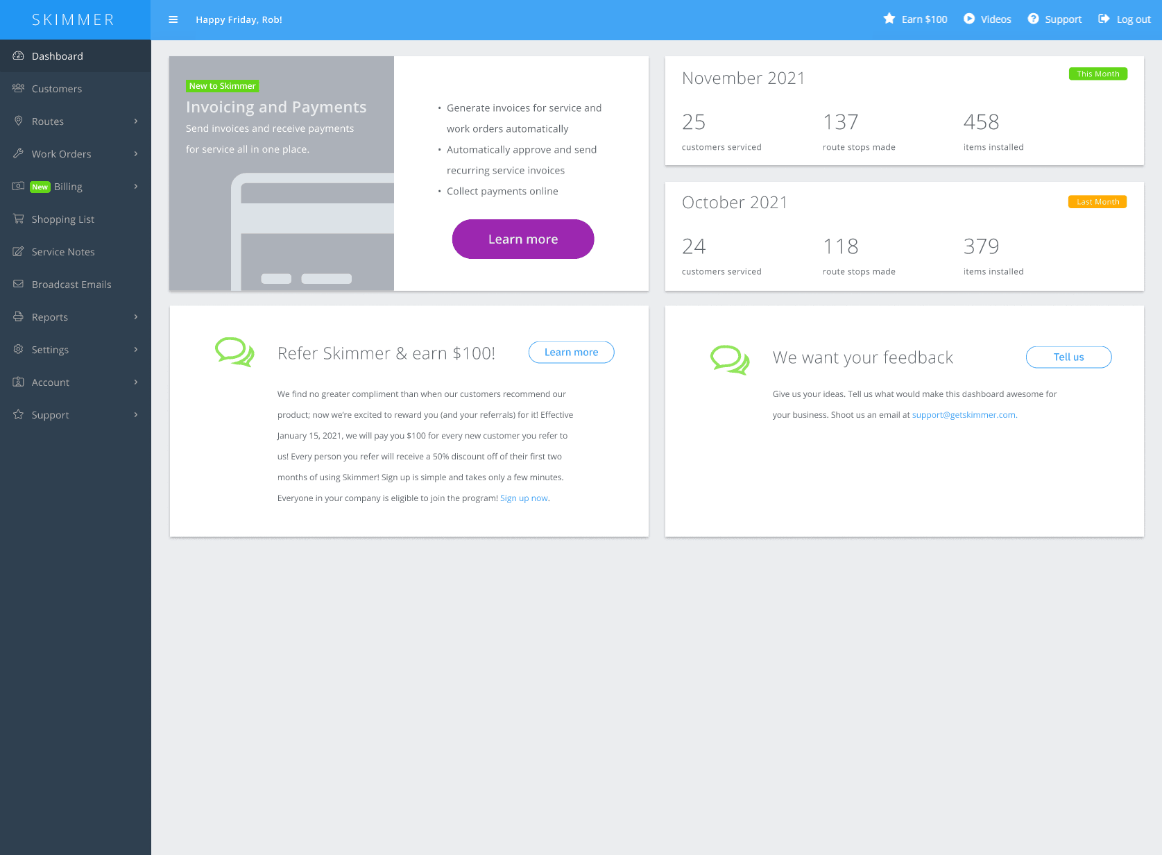 Dashboard screenshot