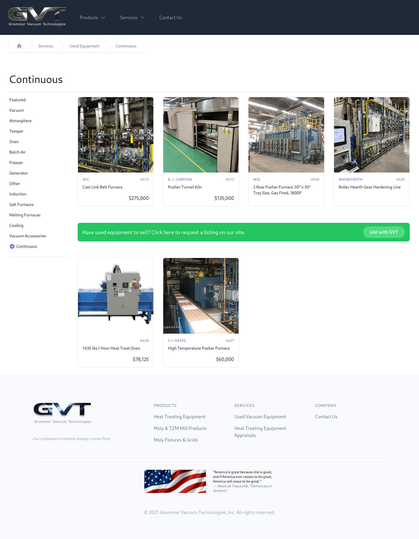 GVT Products page