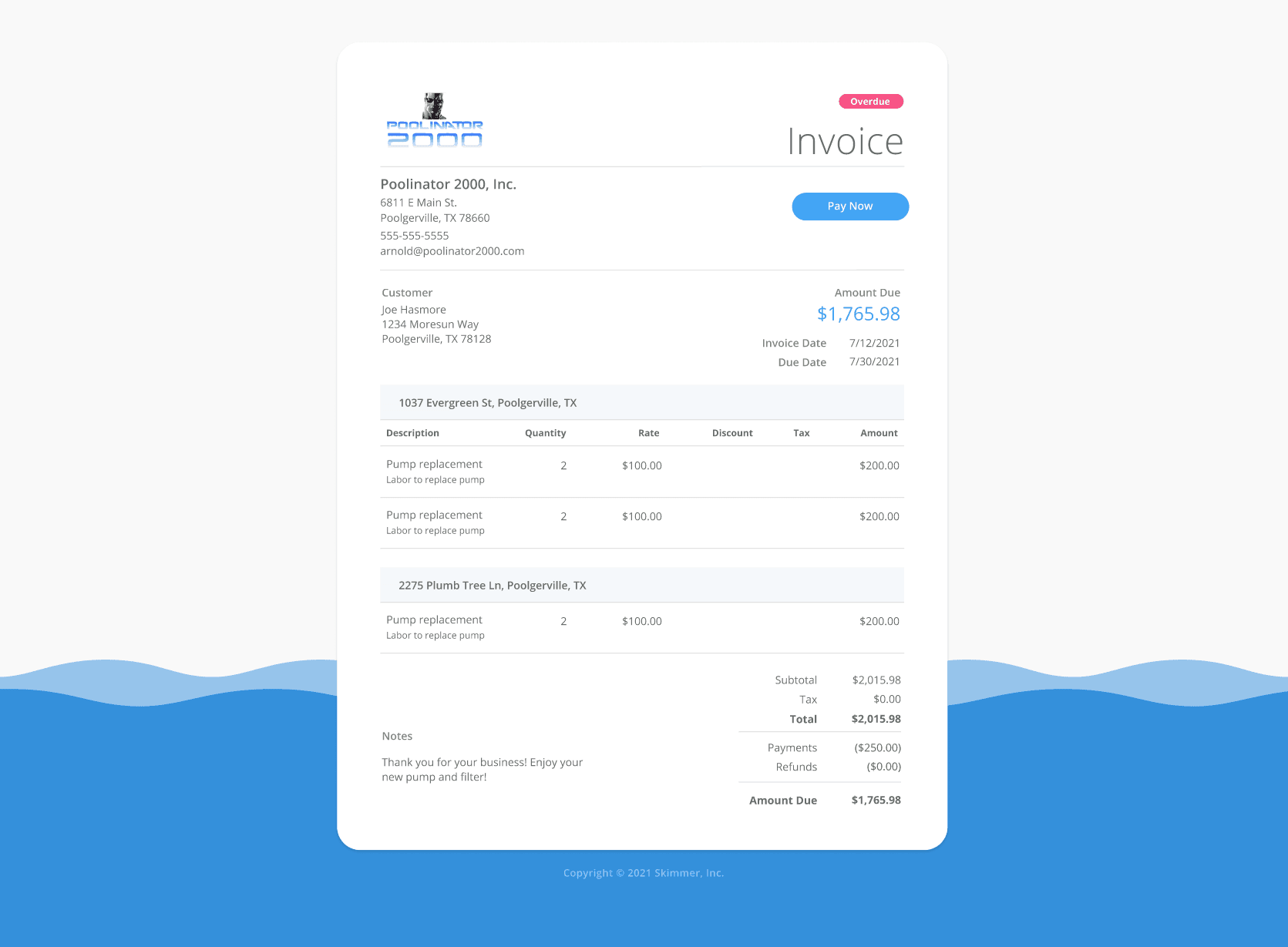 Invoice email screenshot